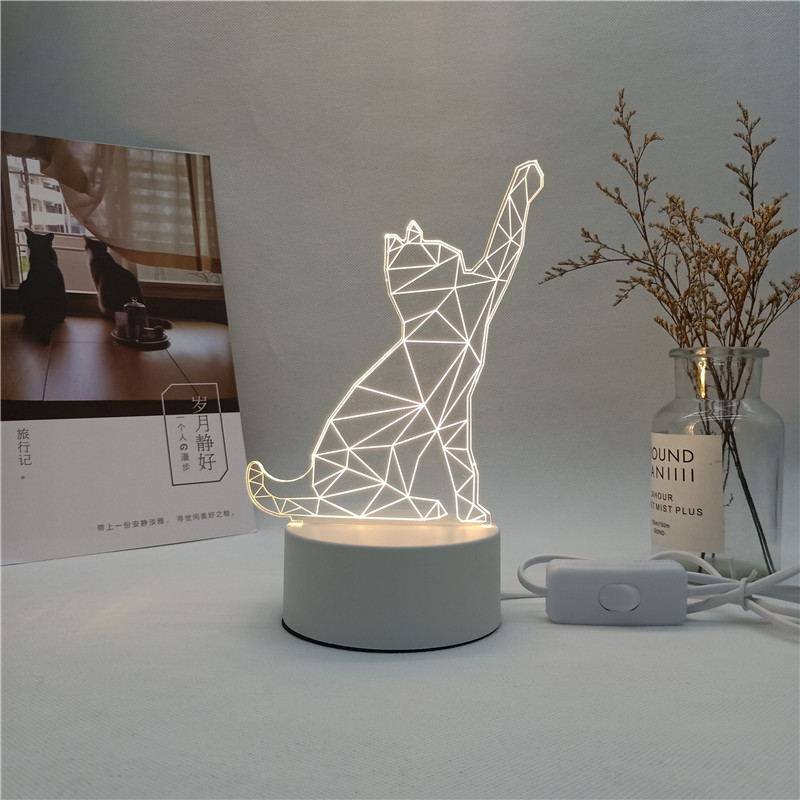 Горячая Распродажа 3D творческие акриловые доски OEM индивидуальный дизайн светодиодный ночник 3d_illusion_lamp cat ночник для детей подарок