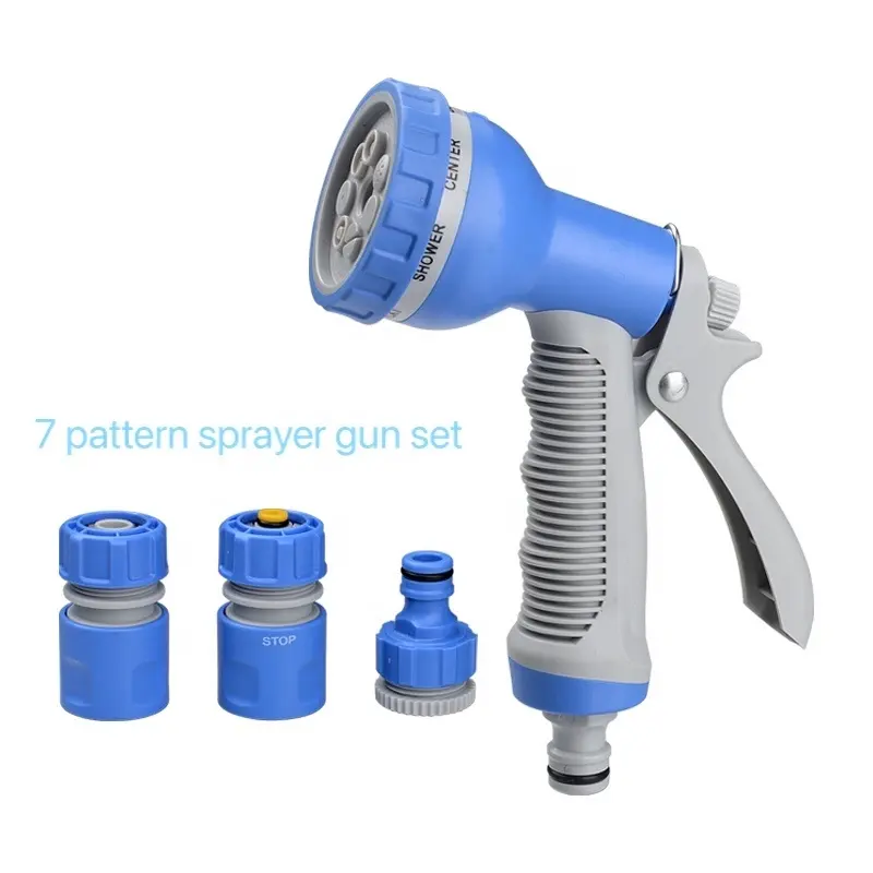 Water Hose Spray Gun Adaptor Connectors Gun Set Garden Hose Nozzle Plastic Body Watering Tools Water Hose Spray Gun