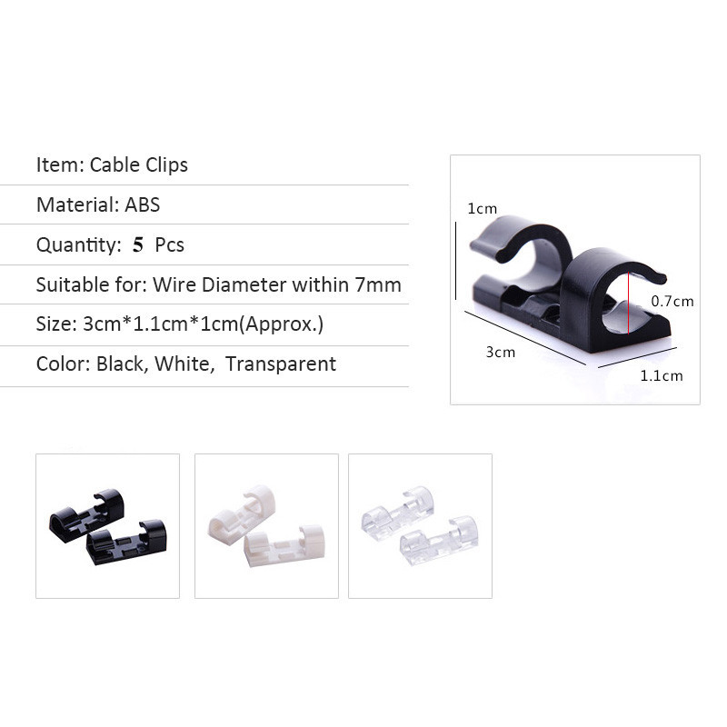 Self-Adhesive Cable Clips Organizer Drop Wire USB Holder Cord Management Desktop   Workstation ABS Wire Manager   20PCS