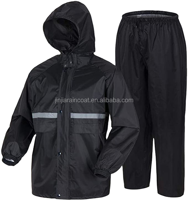 High Quality rain Coat Jacket Working Reflective Waterproof 2 Piece Oxford raincoat With Hood Pvc rain Suit