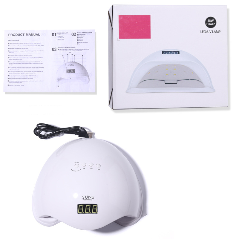 New 48W UV LED Sun 5 Nail Dryer With 4 Timer Professional Gel Polish Machine Manicure Nail Lamp