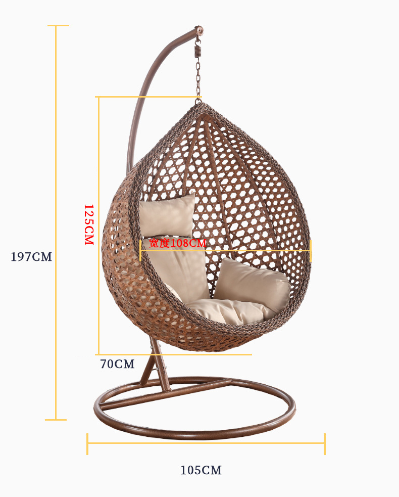 Yuejia 2021 Customized Amazon Hot sale outdoor patio furniture rattan swing chair single rattan egg chair