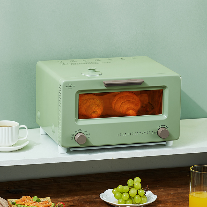 Smart Steam Microwave Oven Compact 10L Capacity Mini Oven Toaster With Retro Knob