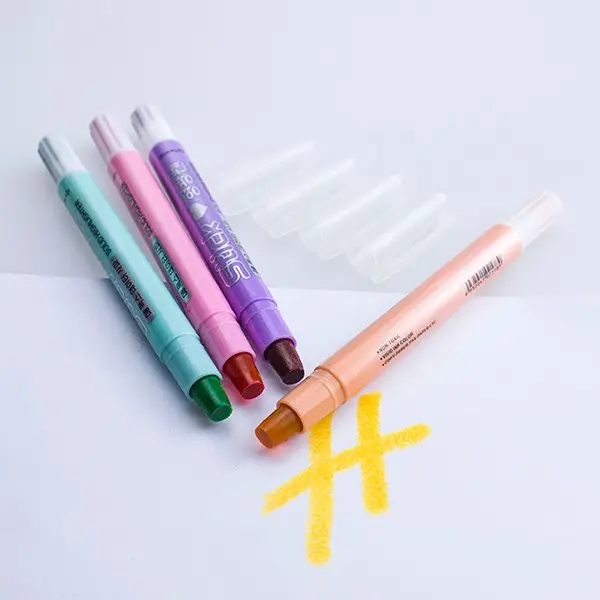Different Shape Dual Multi Color Permanent Wax Crayon Core Set Solid Highlighter Crayon Marker Pen