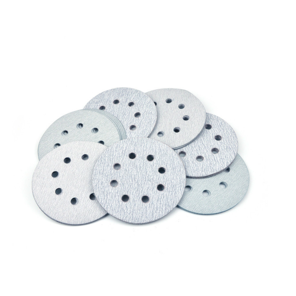 Free sample konaflex-platinum white sanding disc 5inch(125mm) with 8 dust holes hook&loop