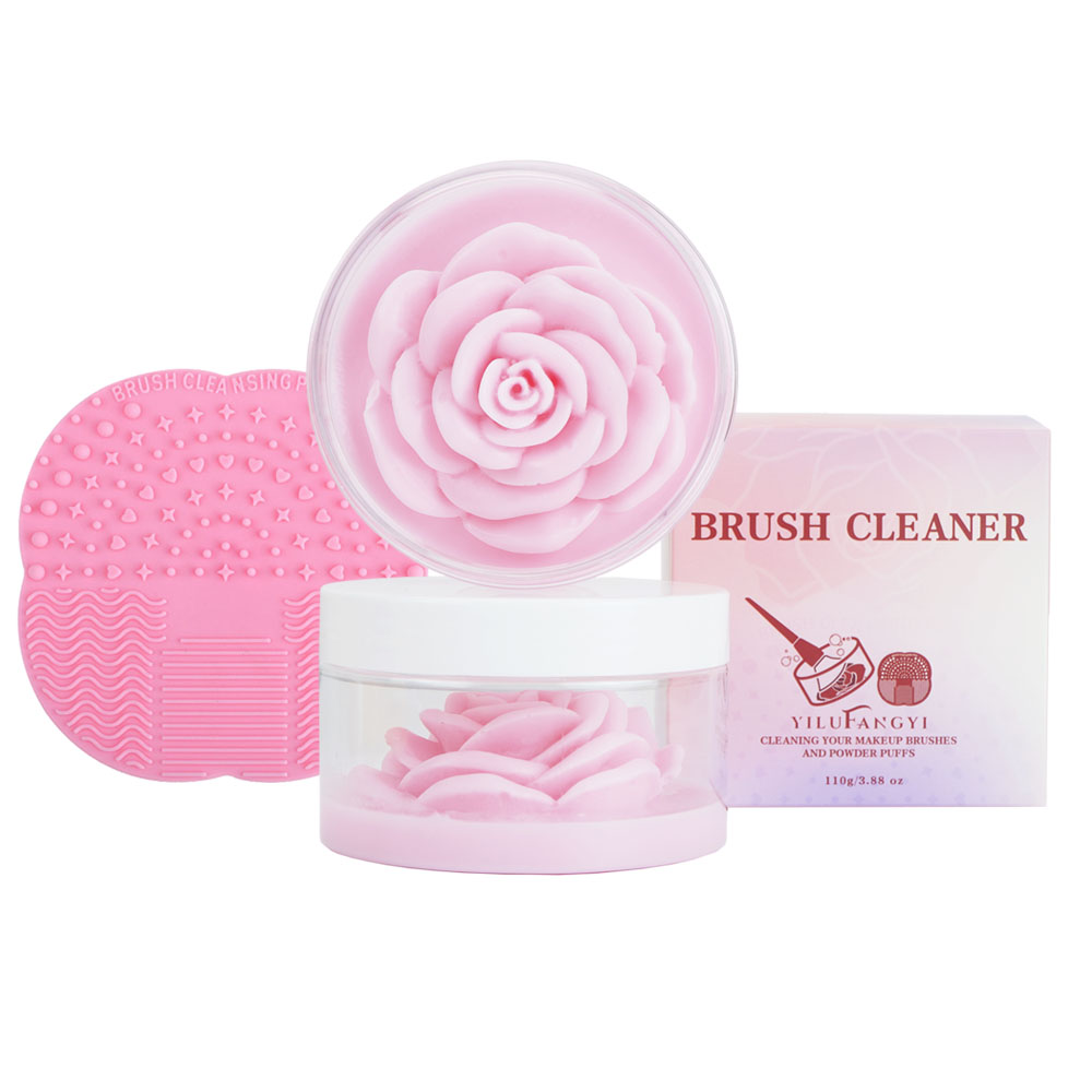 New Arrival Pink Flower Cleaner Soap Make Up Brush Cleaner Silicone Cosmetic Make Up Brush Cleaning Mat With Custom Packaging