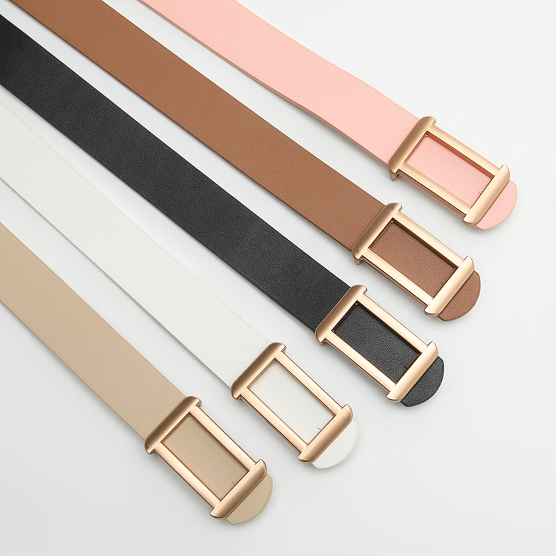Wholesale New Design High Quality Fashion Pu Leather Belt Alloy Plate Buckle Ladies Belt