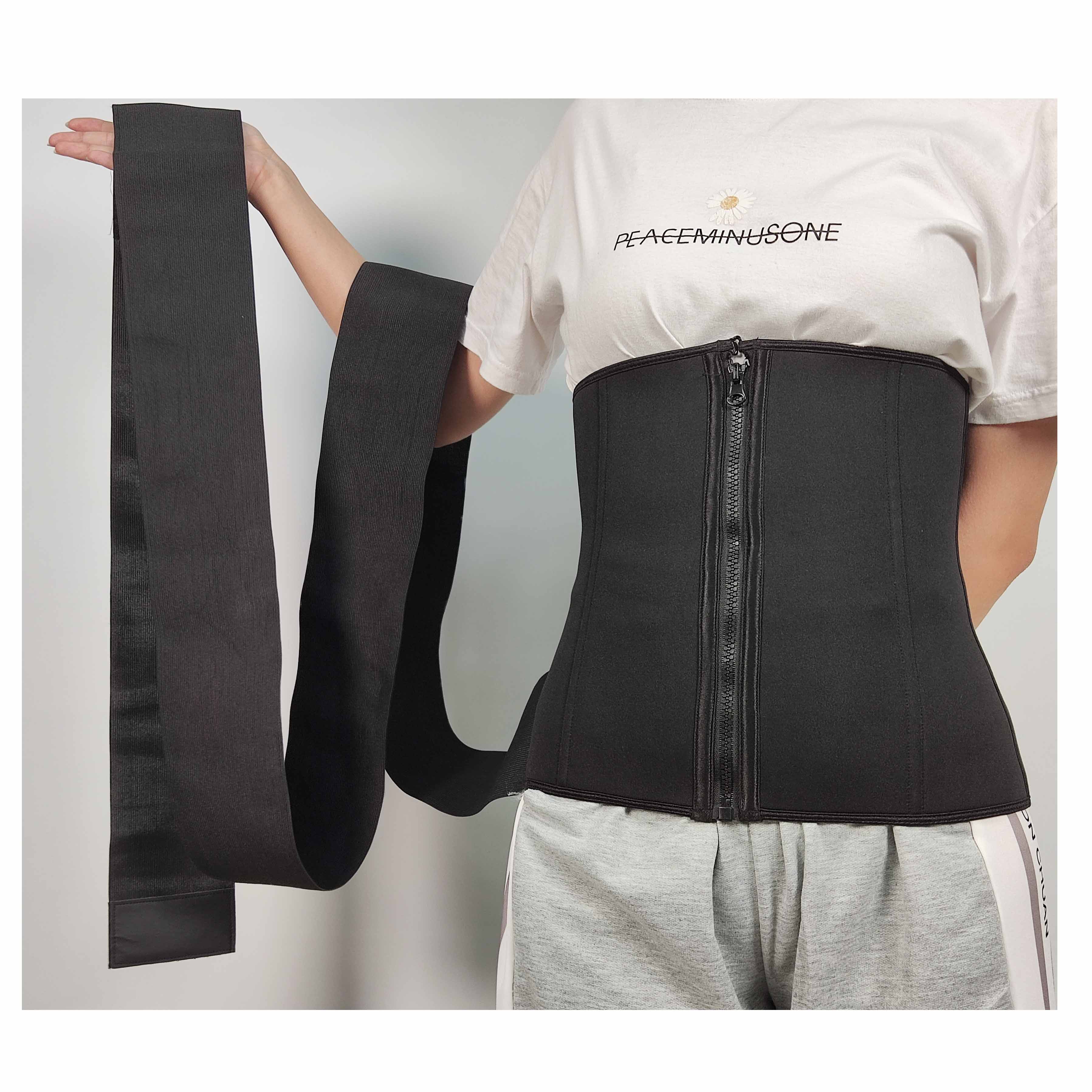 Hot Sale Women's Slimming Long Waist Wrap Tummy Wrap Women Stomach Waist Trainer Trimmer Belt Belly Band Waist Cincher with Zipp