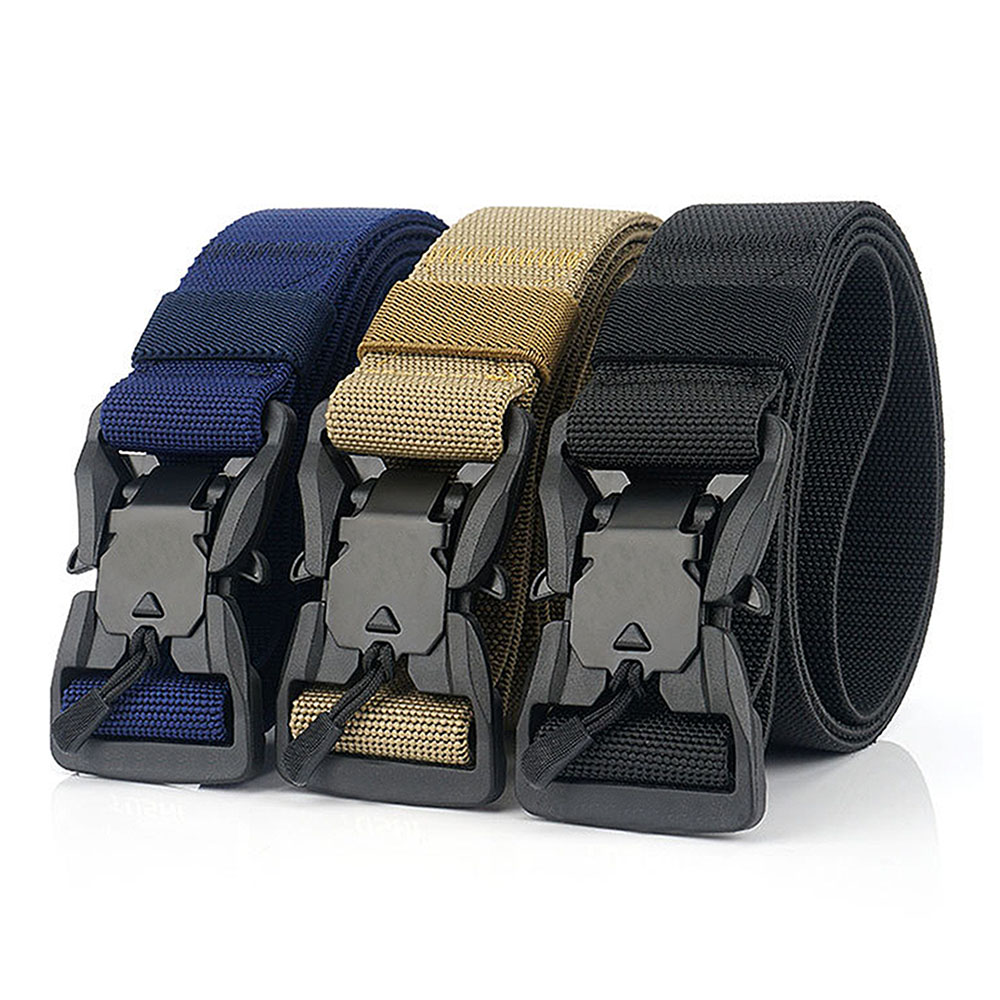 New quick release magnetic buckle safety quick drying pure elastic pants belt outdoor training belt tactical military belt
