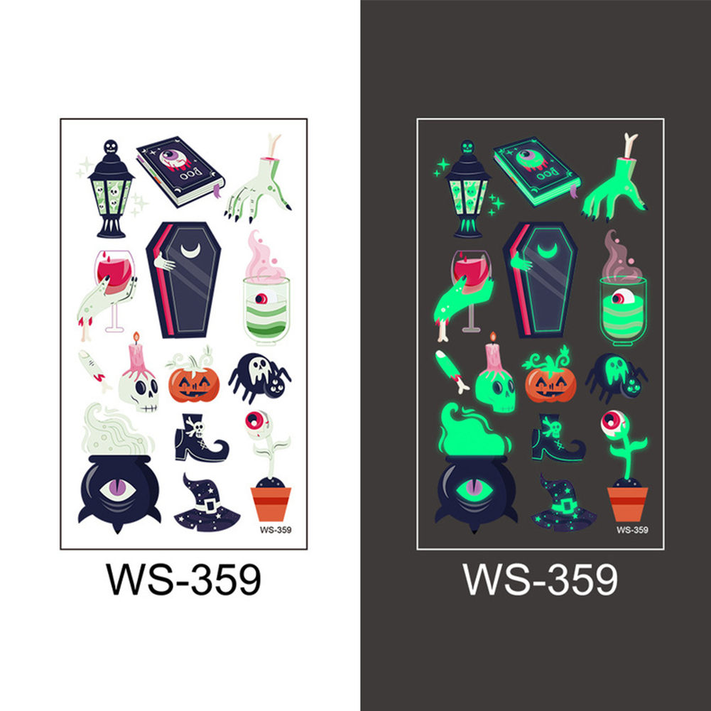 Factory Direct Decorations Halloween Cartoon Luminous Children Tattoo Sticker Temporary Blue Color Glow In The Dark