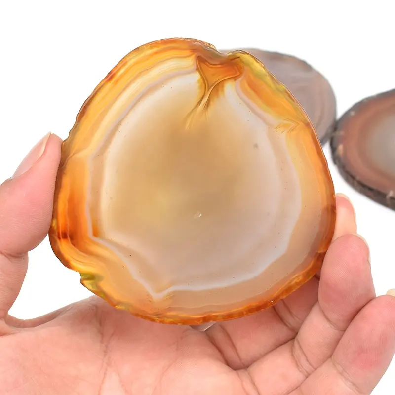 Super Quality Natural Agate Slices Flat Cup Coaster Stone Tray Agate Plate