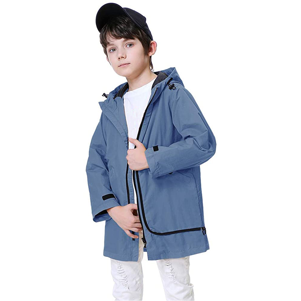 Rain Jacket For Boys Lightweight Quick Dry Waterproof Hooded Raincoat