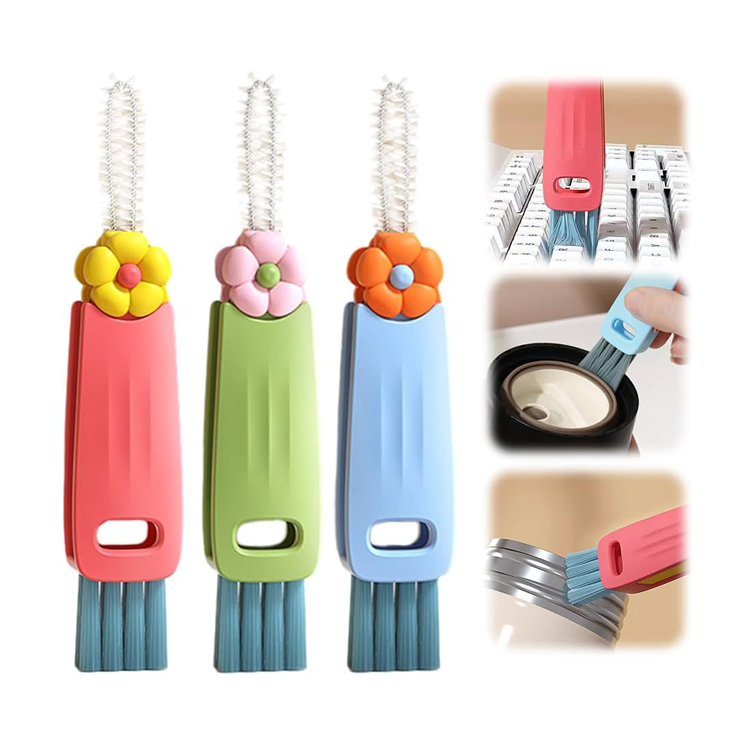 Mini Portable Foldable Soft and Flexible Crevice Cleaning 3 in 1 Multifunctional Cup Lid Cleaning Brush