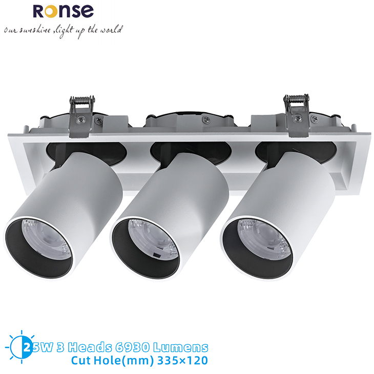 RONSE 230V 25W Recessed Light Downlight Grille Rotatable Ip20 Led Cob Ceiling Grille Light 2700 Lumens Dia 255mm Grille Lighting