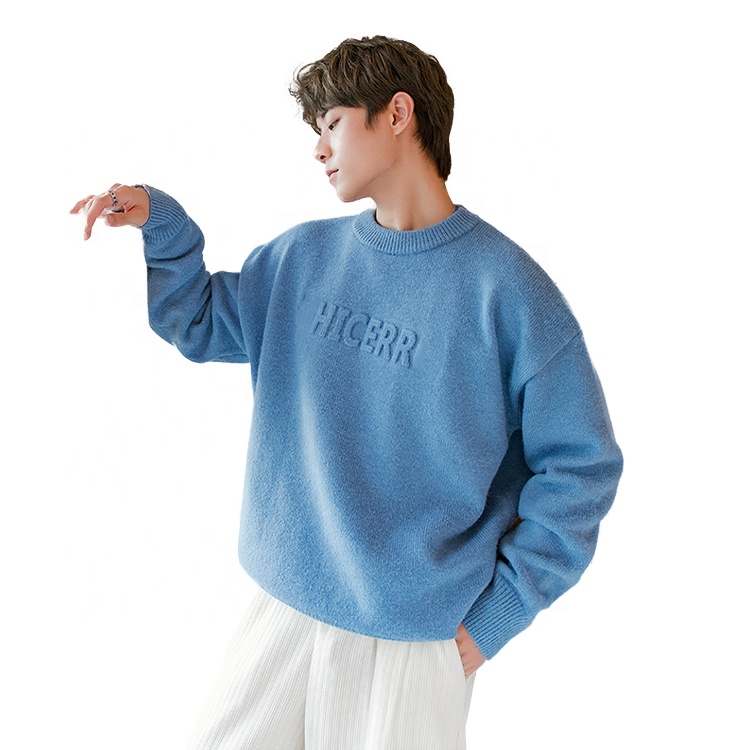 Finch Garment Custom 3D Embossed Sweatshirt Pullover Oversized Men Knitted Sweater