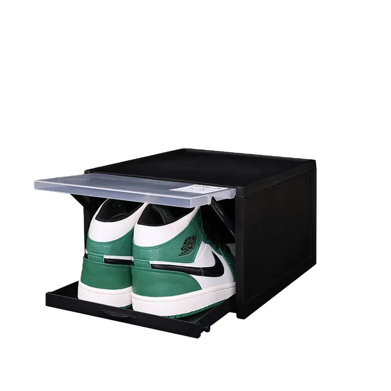 2021 Hot Selling Sliding Drawer Type Stackable Transparent Shoe Box Shoe Storage Organizer Plastic Shoe Box