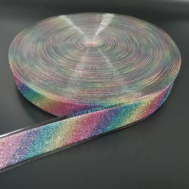 Shoe uppers materials Rainbow colors chrome pvc glitter strip