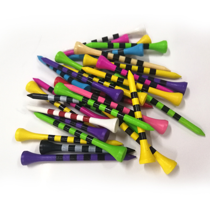 small MOQ bulk colored wooden golf tee with bag pack
