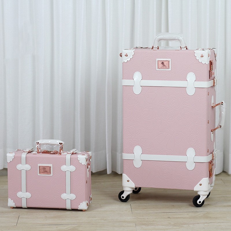 ALL PASS New fashion Vintage PU leather luggage lovely princess women's travel suitcase 20 inch chassis boarding luggage set