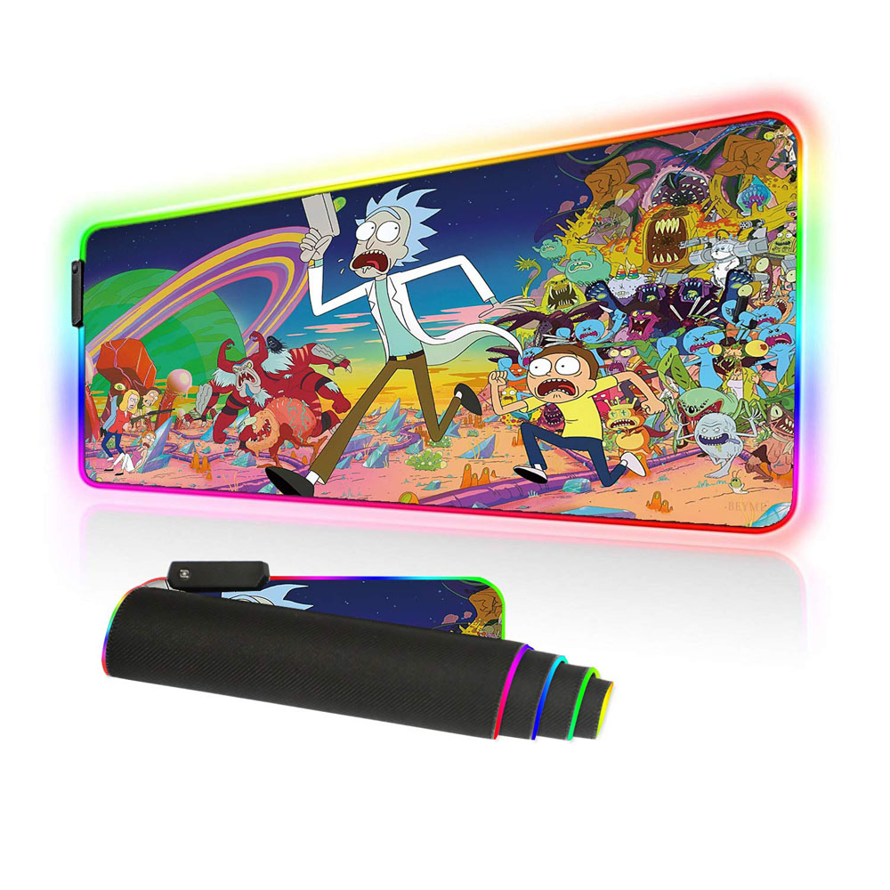 Игровой коврик для мыши RGB, дополнительный большой коврик для мыши со светодиодной подсветкой