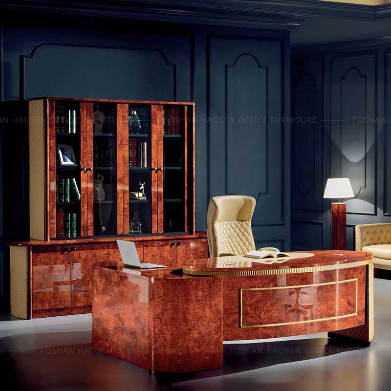 Good quality Business director Working executive office table curved desk and chairs manufacturer