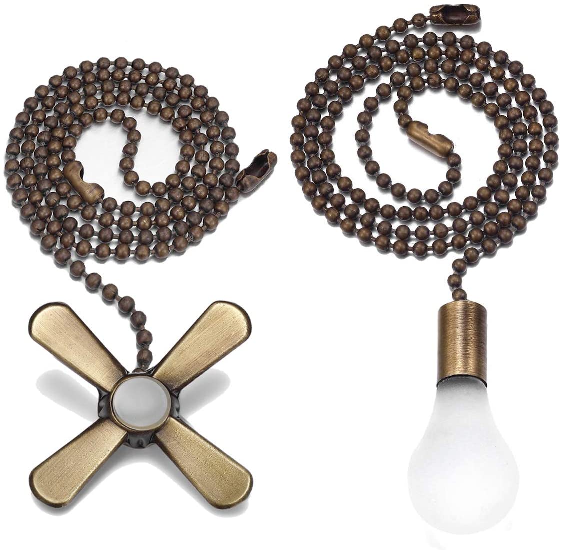 Bronzed Four-leaf Fan Design With Decorative Bulb Light Accessories Ceiling Fan Parts Of Pull Chain For Decorate Chandeliers
