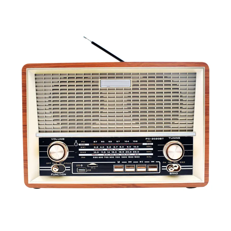 2022 Newest Wireless Rechargeable Retro Fm Am Sw1-2 4 Bands Home Wooden Vintage Radio With Usb/tf Mp3 Music Player