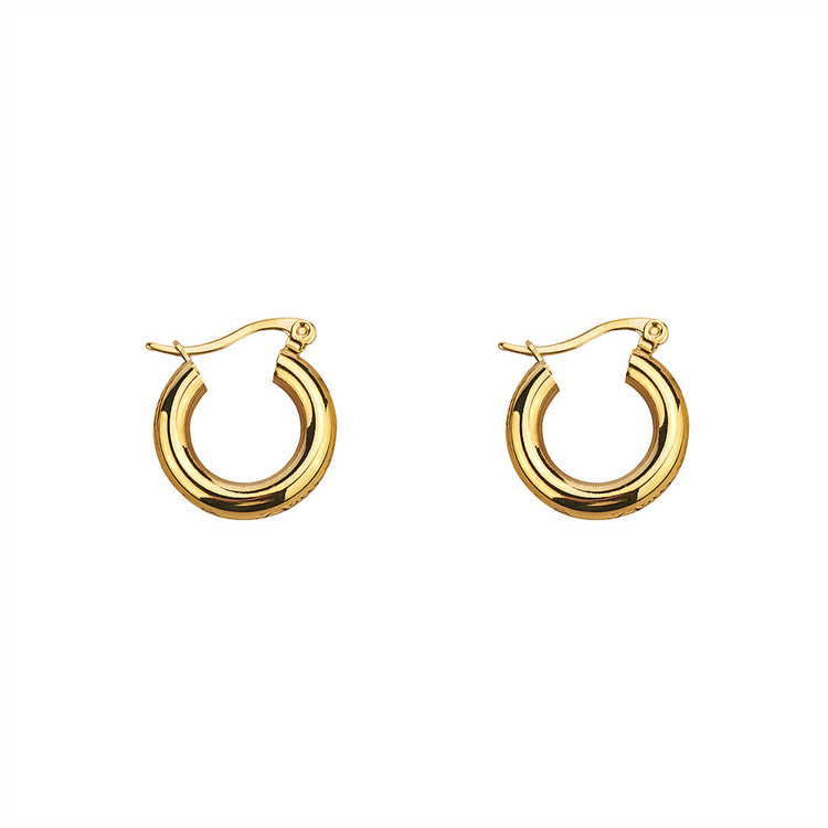 Popular trending women small hoop earrings, wholesale designer 18K gold plated jewelry stainless steel earring for girl
