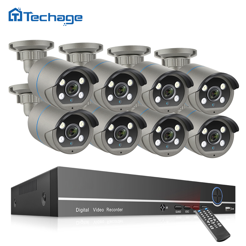 Система видеонаблюдения Techage, наружная, 2 аудио, Full Colar Vision, 3 Мп, домашняя камера, комплект Poe Ip-камер, 8 каналов