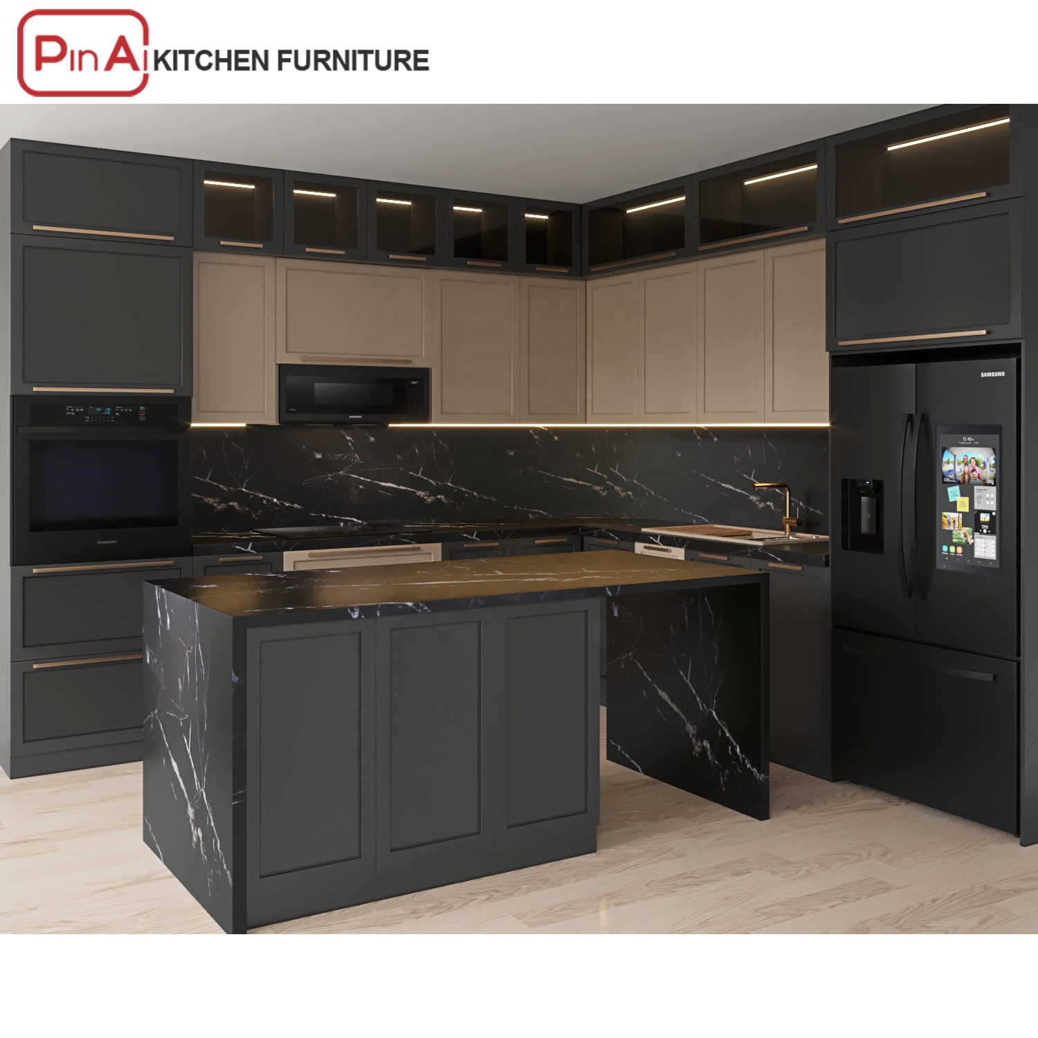PINAI China foshan rta cheap solid wood luxury doors accessories kitchen cabinets