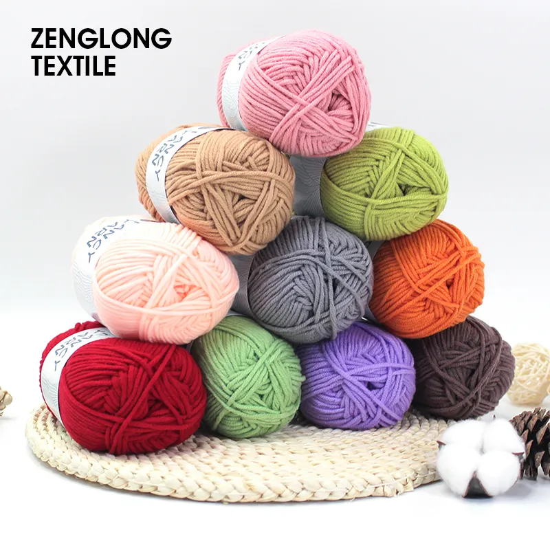 ZENGLONG текстиль oem 50 г ручная вязка шерсти крючком меланж Смешанная необычная пряжа 92 цвета 5ply молочная хлопчатобумажная пряжа для оптовой продажи