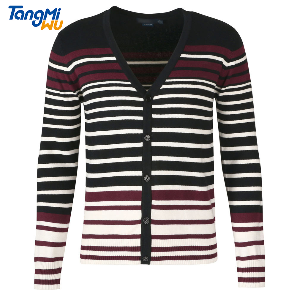 TMW wholesale autumn Pinstripe cotton High Quality mens Knit coat buttons pull cardigan femm cardigan sweater men