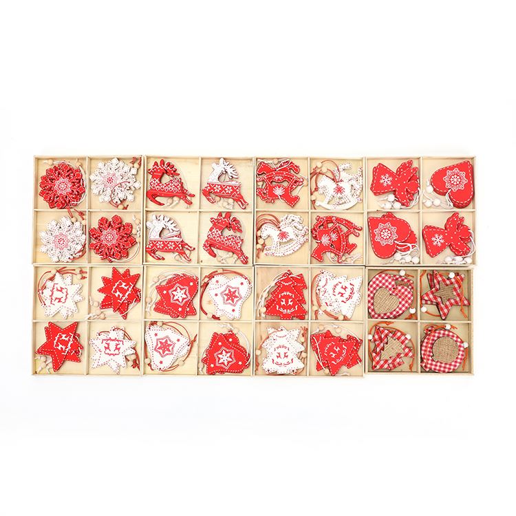 12 Pcs Wooden Gift Box Packing Wooden Cutout Christmas Tree Hanging Ornament
