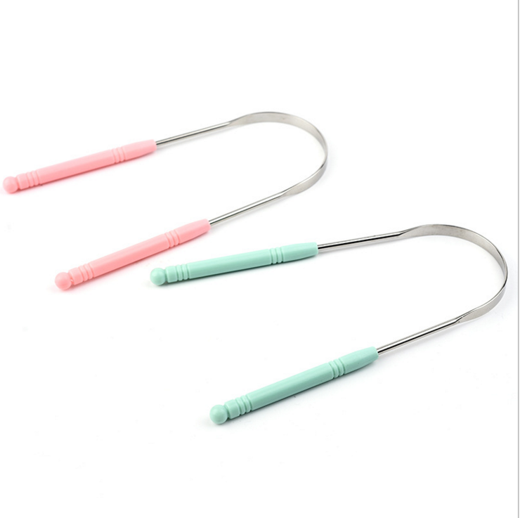 Hot Sale 304 Stainless Steel Oral Care Metal Tongue Cleaner Scraper For Adult Tongue Cleaners
