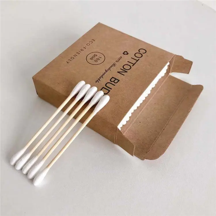 Cotton Buds Factory Wholesale Household Wound Care Ears Cleaning Custom Logo Disposable Double Headed Bamboo Cotton Buds