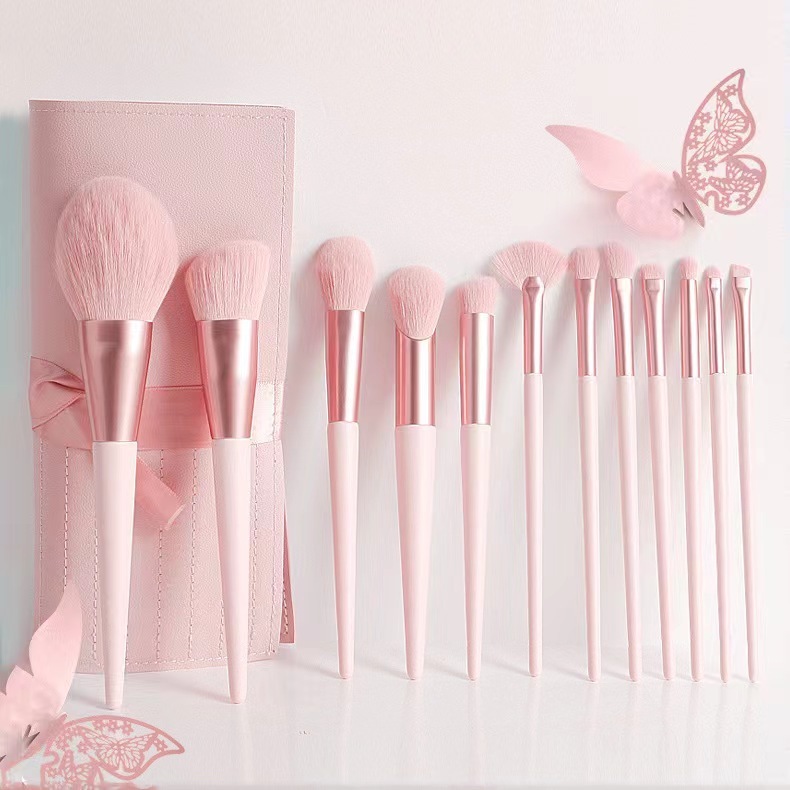 High-end makeup brushes high quality soft fluffy skin-friendly girly portable eye makeup highlight blush 12pcs make up brush set