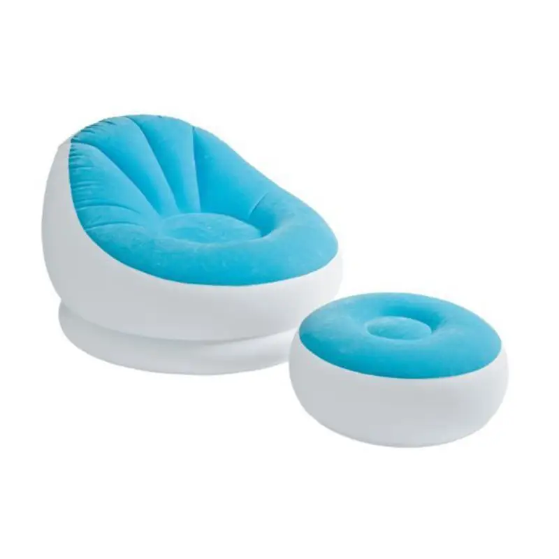 Safety PVC Flocked Air Filled Inflatable Chair Sofa Set Furniture With Footrest Relax