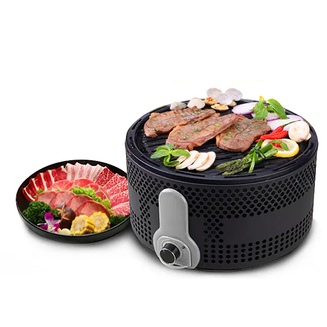 Smokeless Charcoal Grill Round Household Outdoor Barbecue Windproof Carbon Grill BBQ