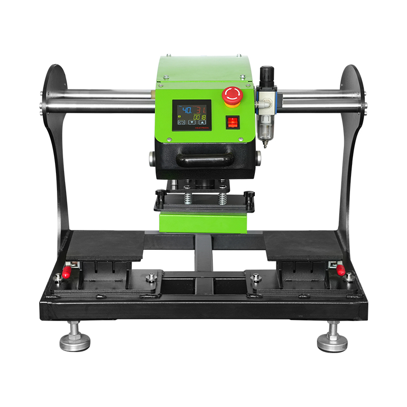 Automatic Pneumatic heat press silicone label shirt tags label heat press machine 2 in 1 Dual heating