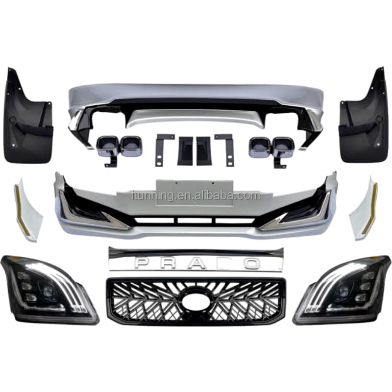 Комплект для toyota landcruiser Prado FJ120 2002-2009, передняя губа, задний диффузор