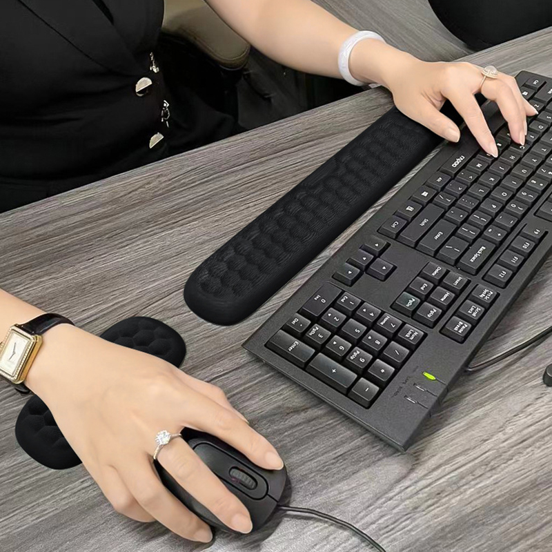 Ergonomic Wrist Rest for Keyboard and Mouse, Soft Memory Foam Keyboard Wrist Rest Set for Office, Work, Gaming