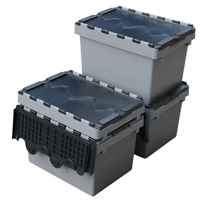 JOIN Multi-use Portable Plastic Logistics Container Stackable Attached Lid Box Nestable Plastic Storage Crates