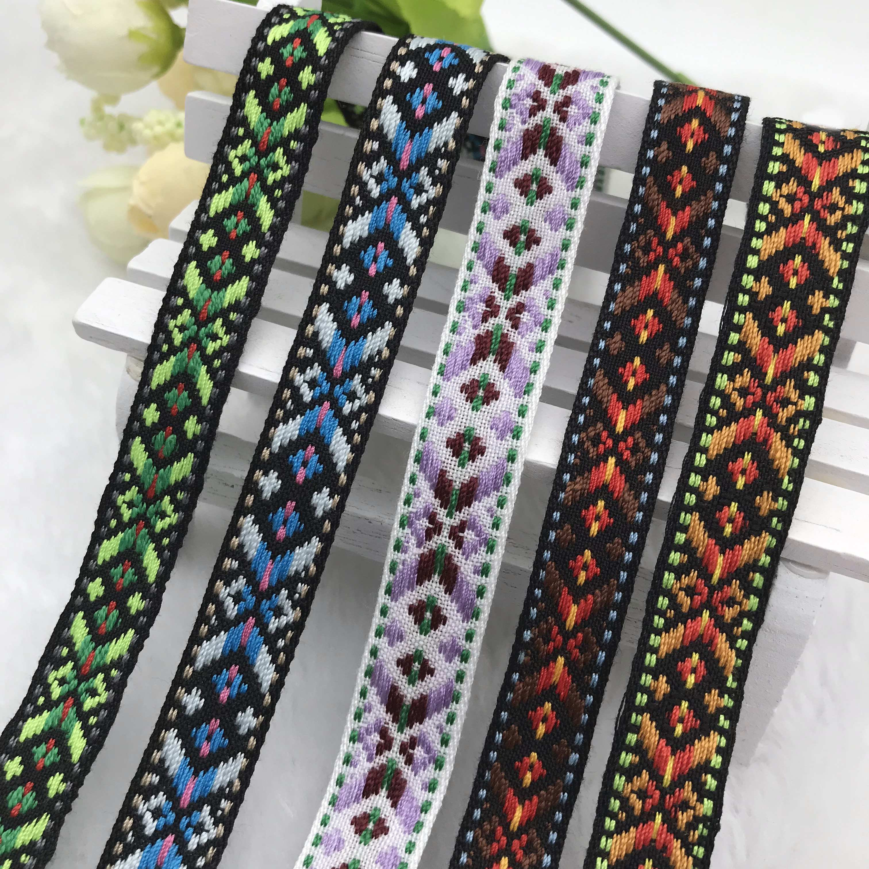 12mm polyester vintage jacquard ribbon