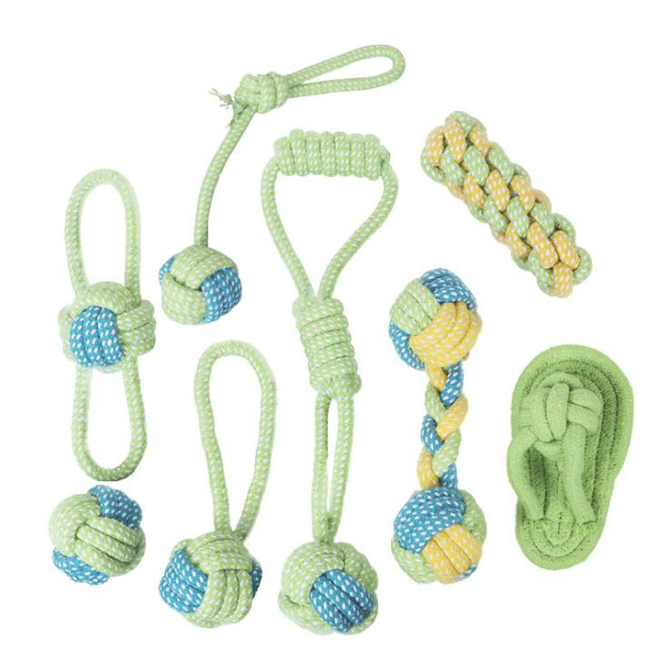 Pet Chew Toy Dog Molar Tooth Toy Bite Resistant Dog Cotton Rope Dog Toy Set Ball