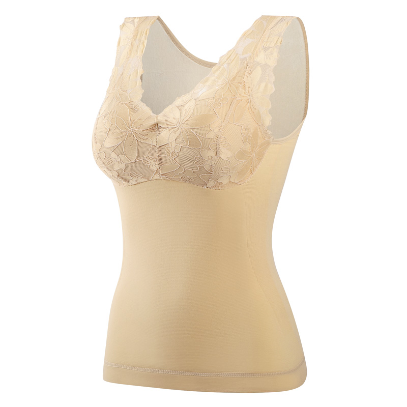 Warm lace vest ladies fashion, comfort, softness and cashmere thickening double-layer cashmere vest with chest pad wrapped in ch