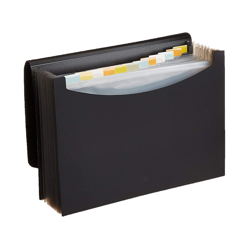 Plastic Letter Size - Black Expanding Organizer File Folder for school and business