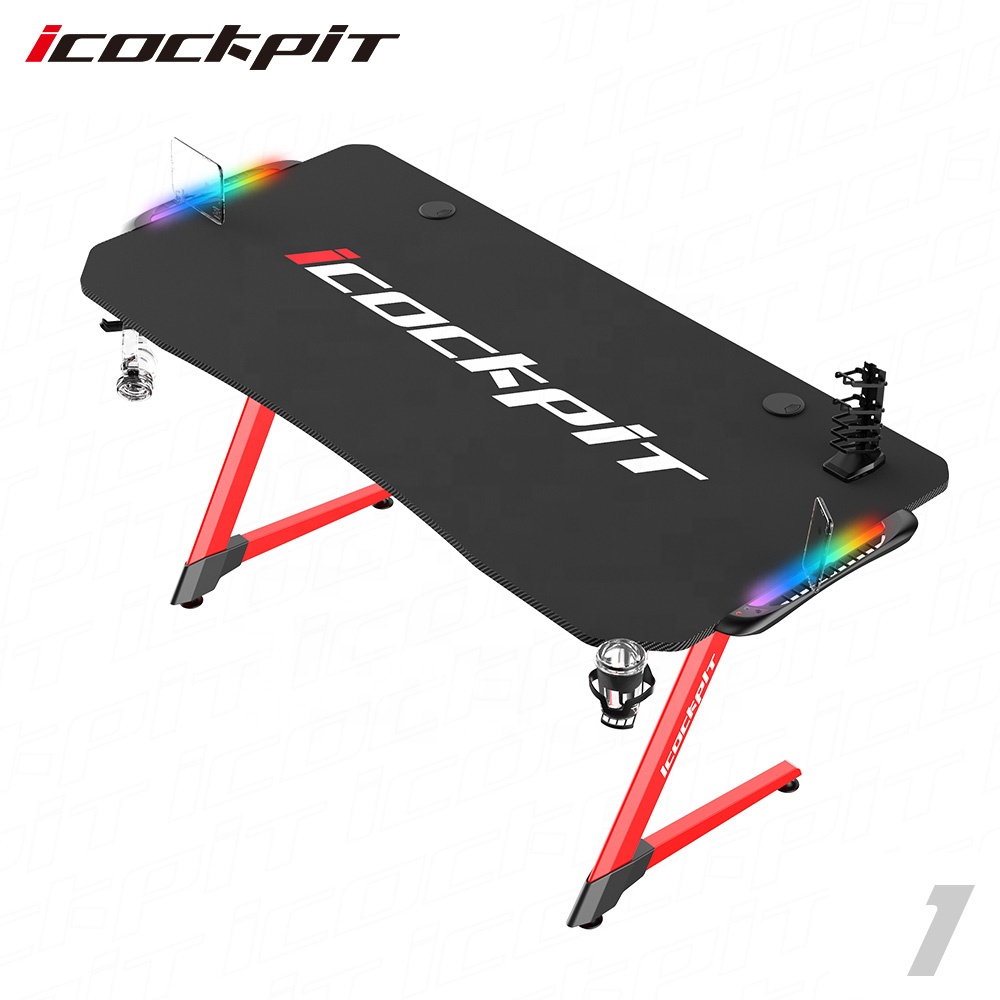 Игровой стол icquiпита с Rgb-подсветкой, удлинительная полка для дома и офиса, легко собирается, компьютерный стол для геймеров, игровой стол