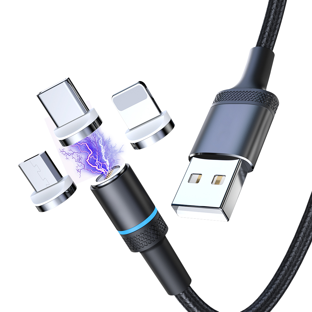 Вращающийся на 360 градусов Магнитный usb-кабель для зарядки Micro Type-C 3 в 1 Магнитный телефонный кабель для Android Type C IOS