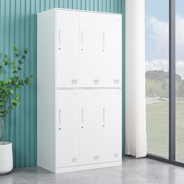 Chinese cheap children school student gym used metal 6 doors clothes storage cabinet locker for changing room