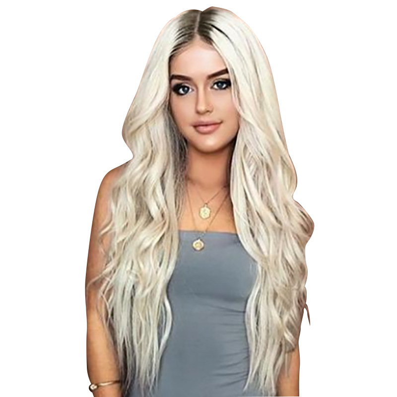 black women ladies lace front body wave natural long synthetic hair wigs